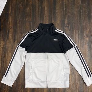 Adidas track jacket.  White, black youth size, M